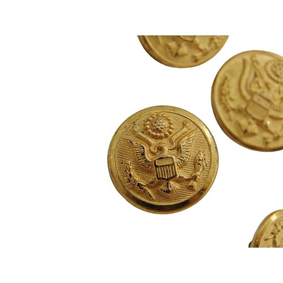 Lot of 5 Vintage Waterbury Co Conn Military Brass Eagle Anchor Buttons 2 Sizes - Picture 3 of 9